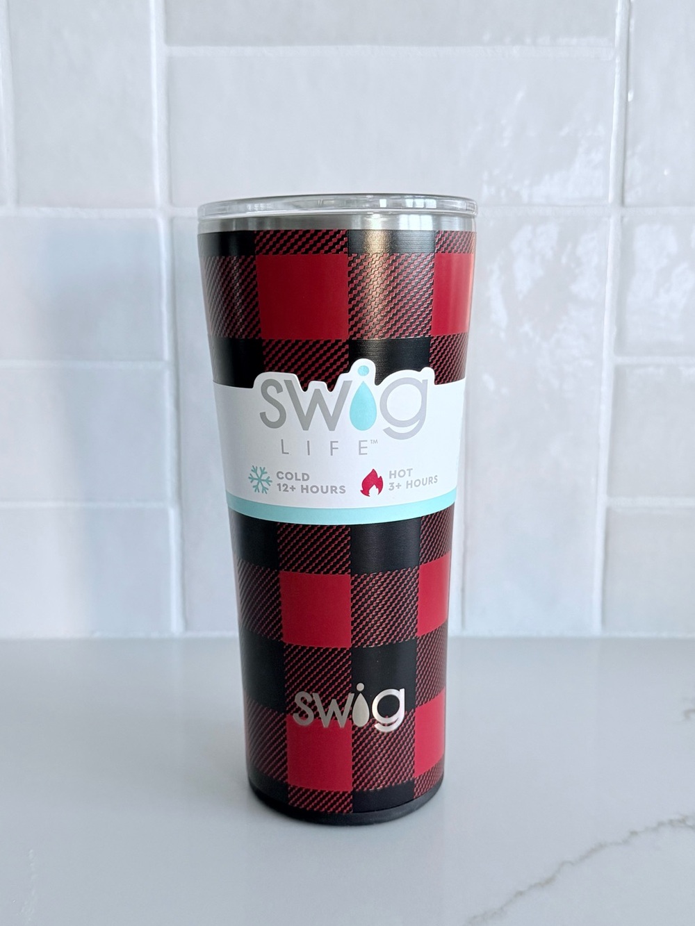 SWIG Life Red Buffalo Plaid Insulated Tumbler